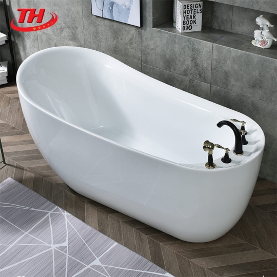 Bồn tắm nằm hình bầu dục cá heo oval trắng - BT1224