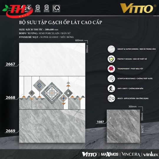 Gạch ốp tường 30*60 Vitto - 2669