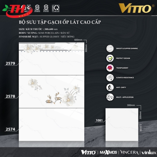 Gạch ốp tường 30*60 Vitto - 2374