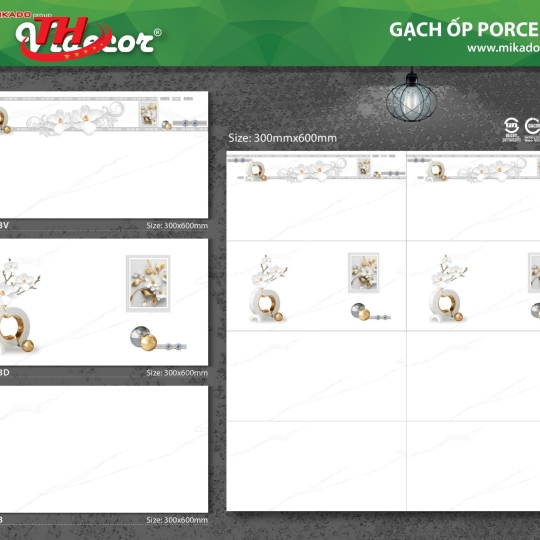 GẠCH ỐP TƯỜNG 30X60  Videcor 3603 - Mikado