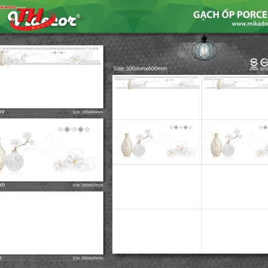 GẠCH ỐP TƯỜNG 30X60  Videcor 3601 - Mikado